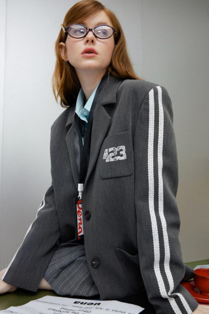 Retro Gray Embroidered Jacket