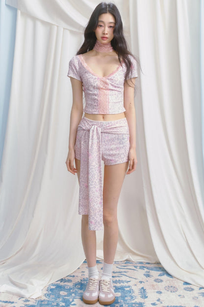 Pink Leopard V-Neck Tee