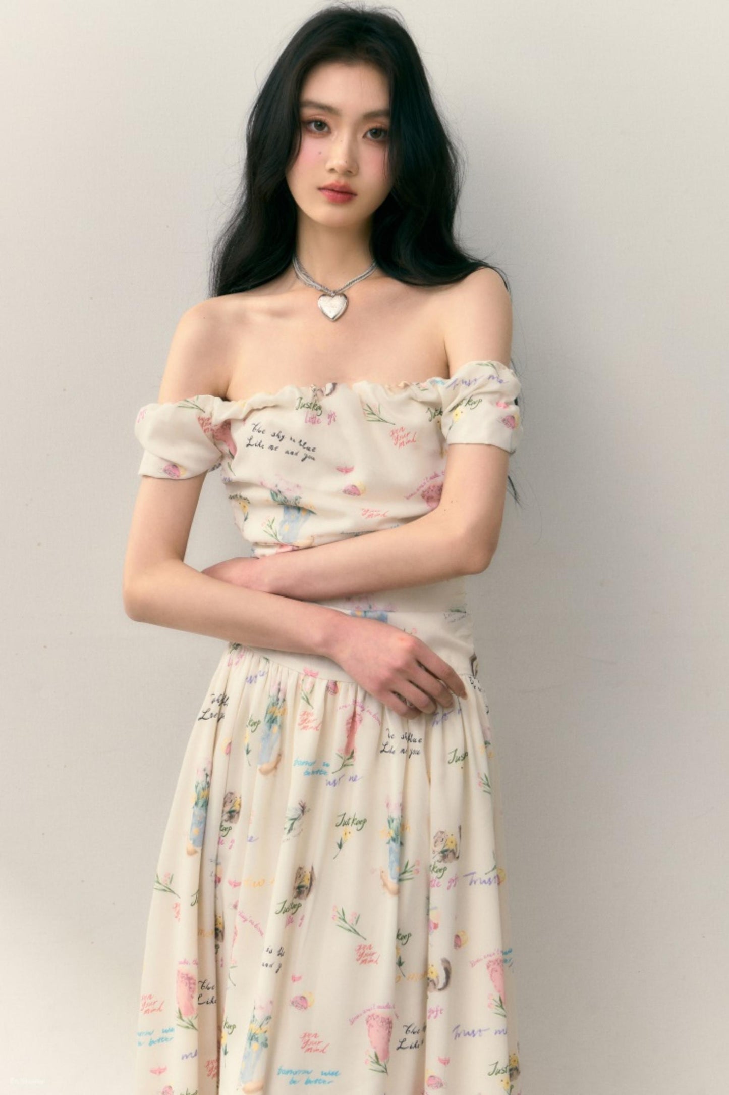 Pastel Lotus Neck-Tie Oriental Dress