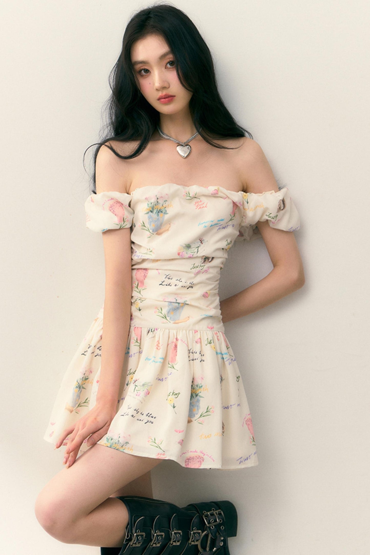 Pastel Lotus Neck-Tie Oriental Dress