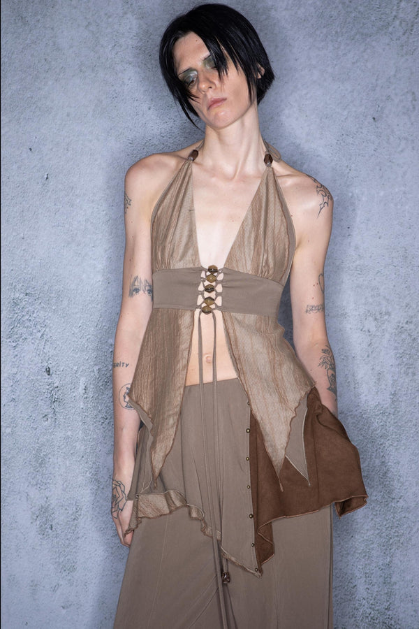 Leaf Beaded Cotton Camisole