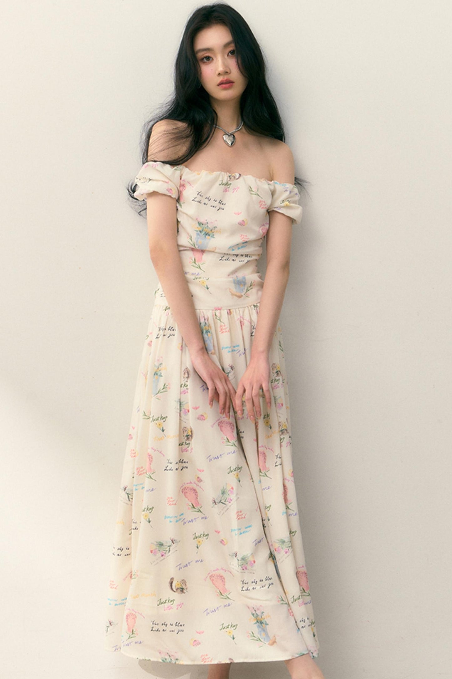 Pastel Lotus Neck-Tie Oriental Dress