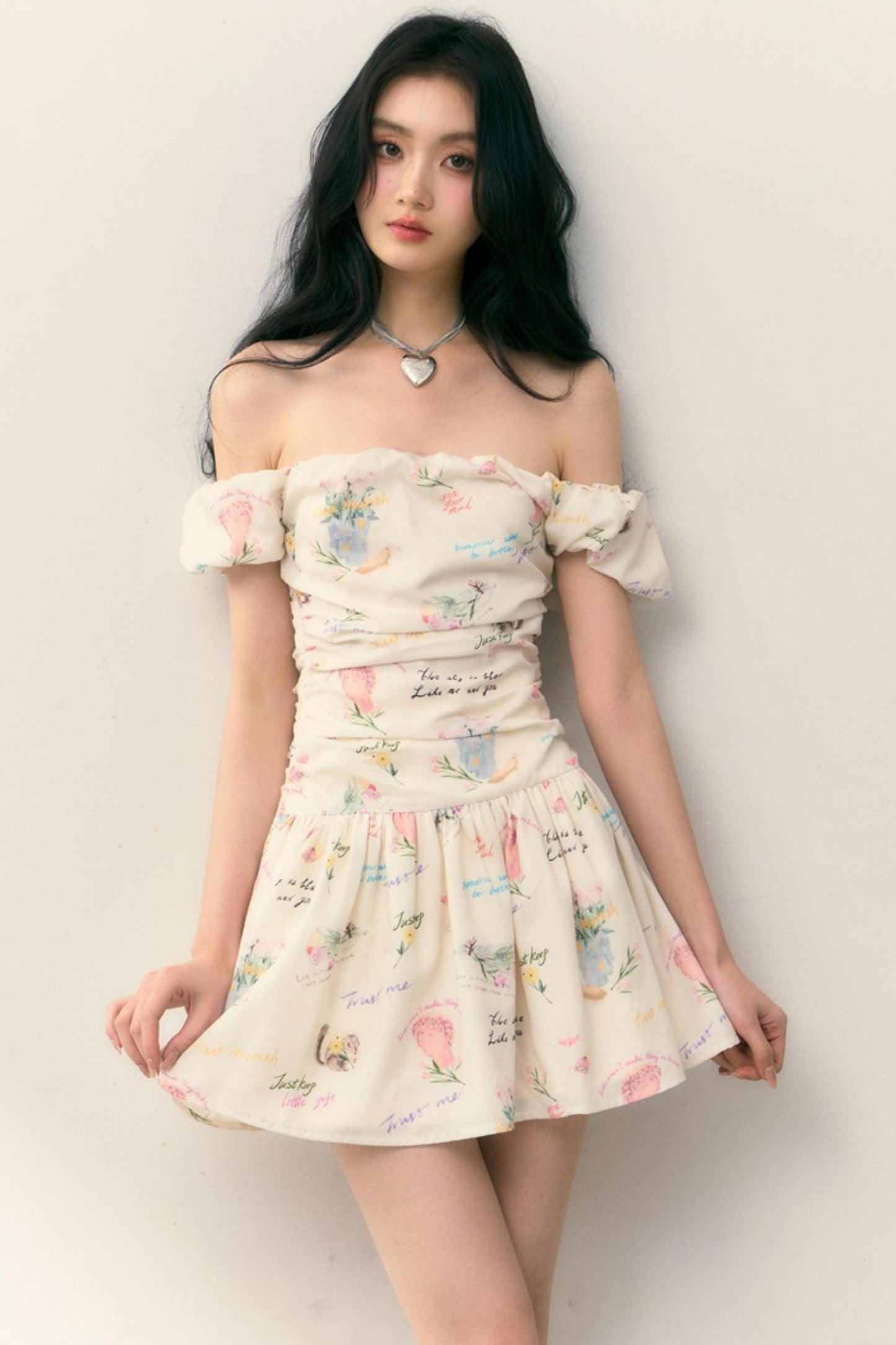 Pastel Lotus Neck-Tie Oriental Dress
