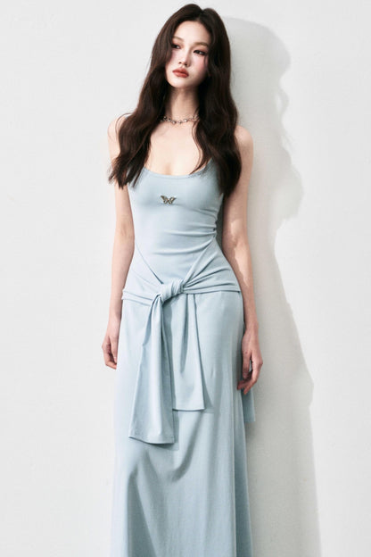 Tie-Waist Halter Maxi Dress