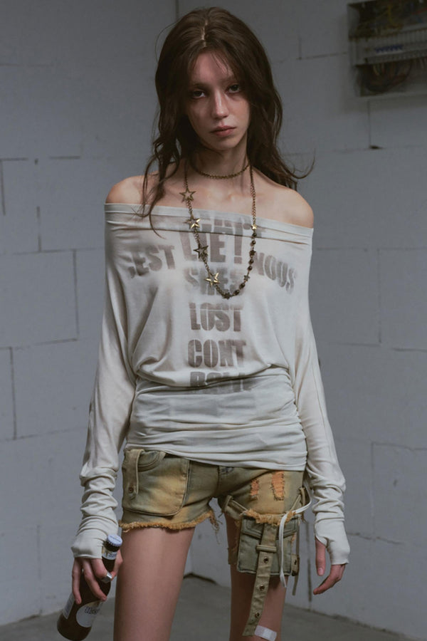 One-Shoulder Printed Tencel Top