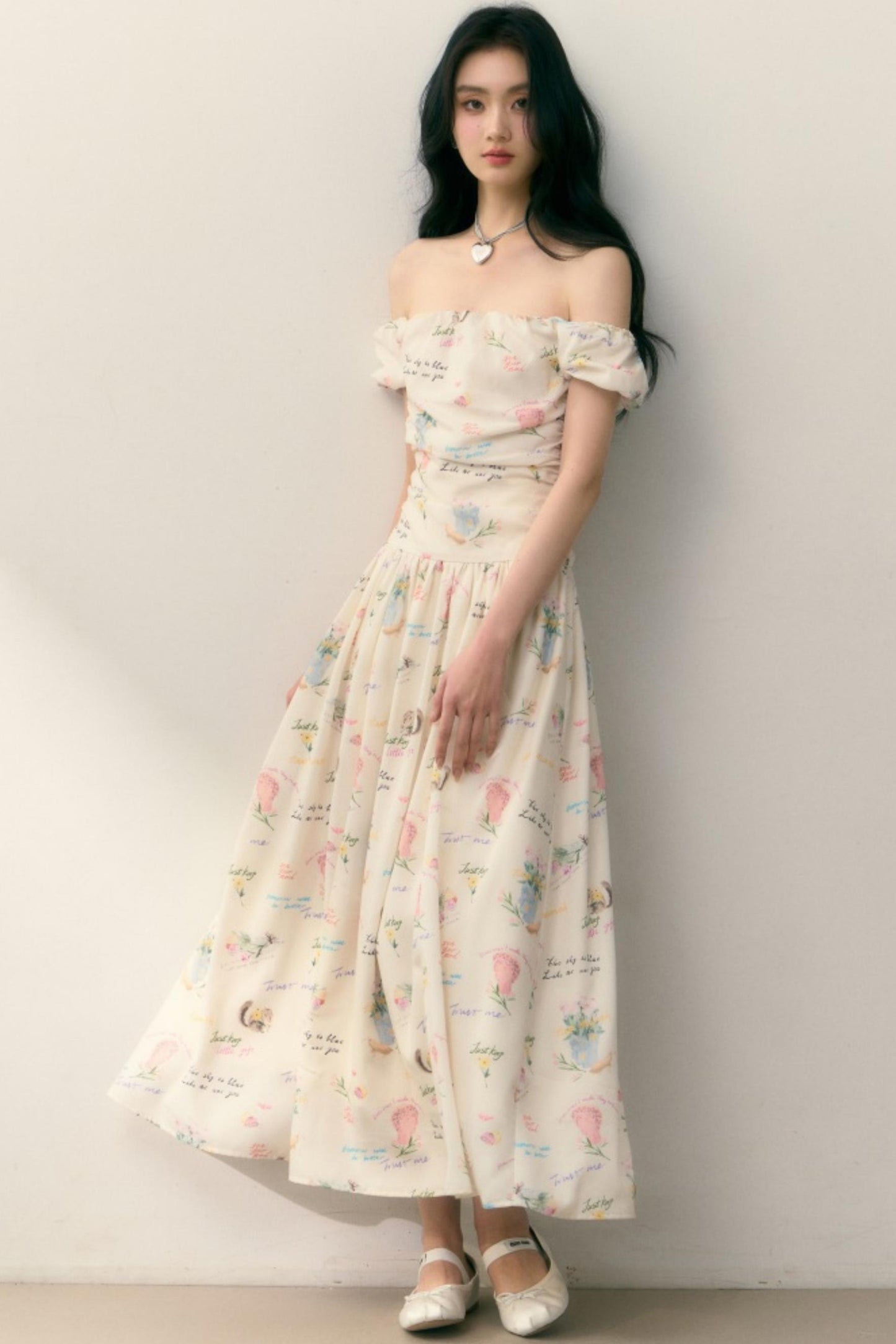 Pastel Lotus Neck-Tie Oriental Dress
