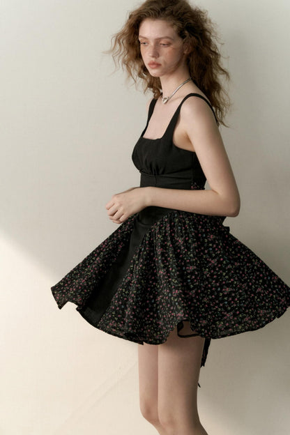 Floral Patchwork Bowtie Camisole Dress