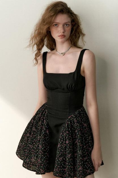 Floral Patchwork Bowtie Camisole Dress