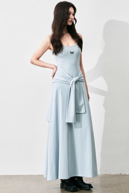 Tie-Waist Halter Maxi Dress