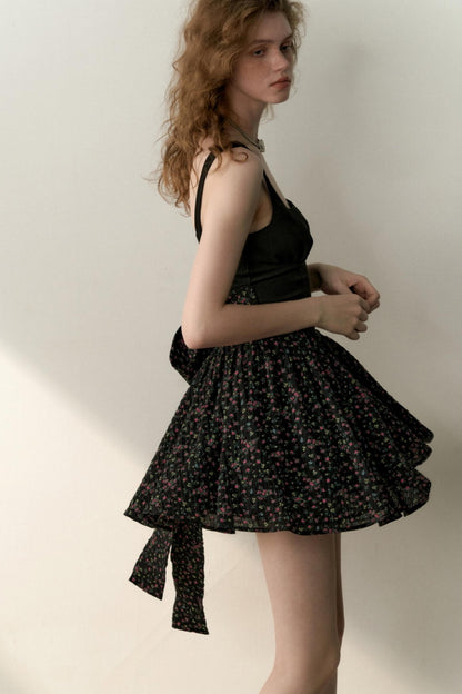 Floral Patchwork Bowtie Camisole Dress