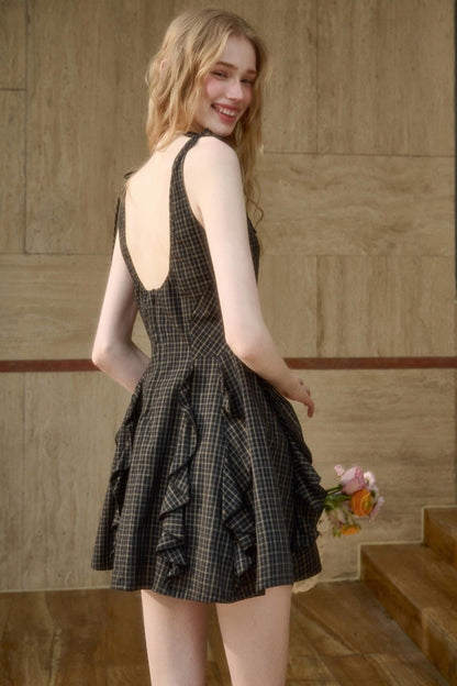 Cotton Lace Plaid Dress