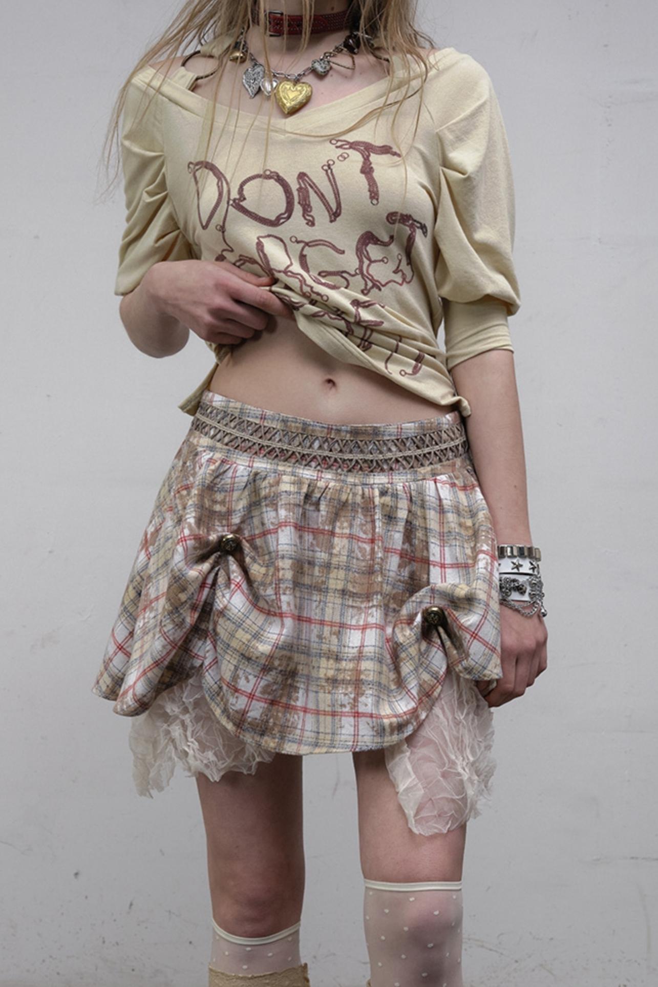 Straight silhouette Plaid Skirt