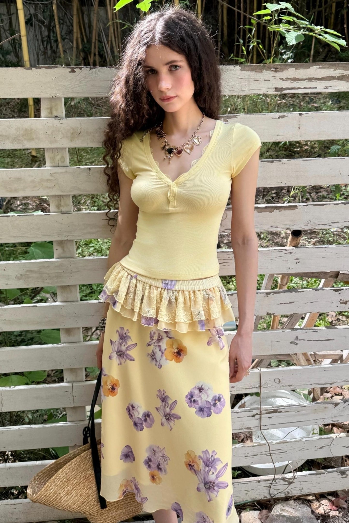 Floral Buttoned Blouse Set-Up