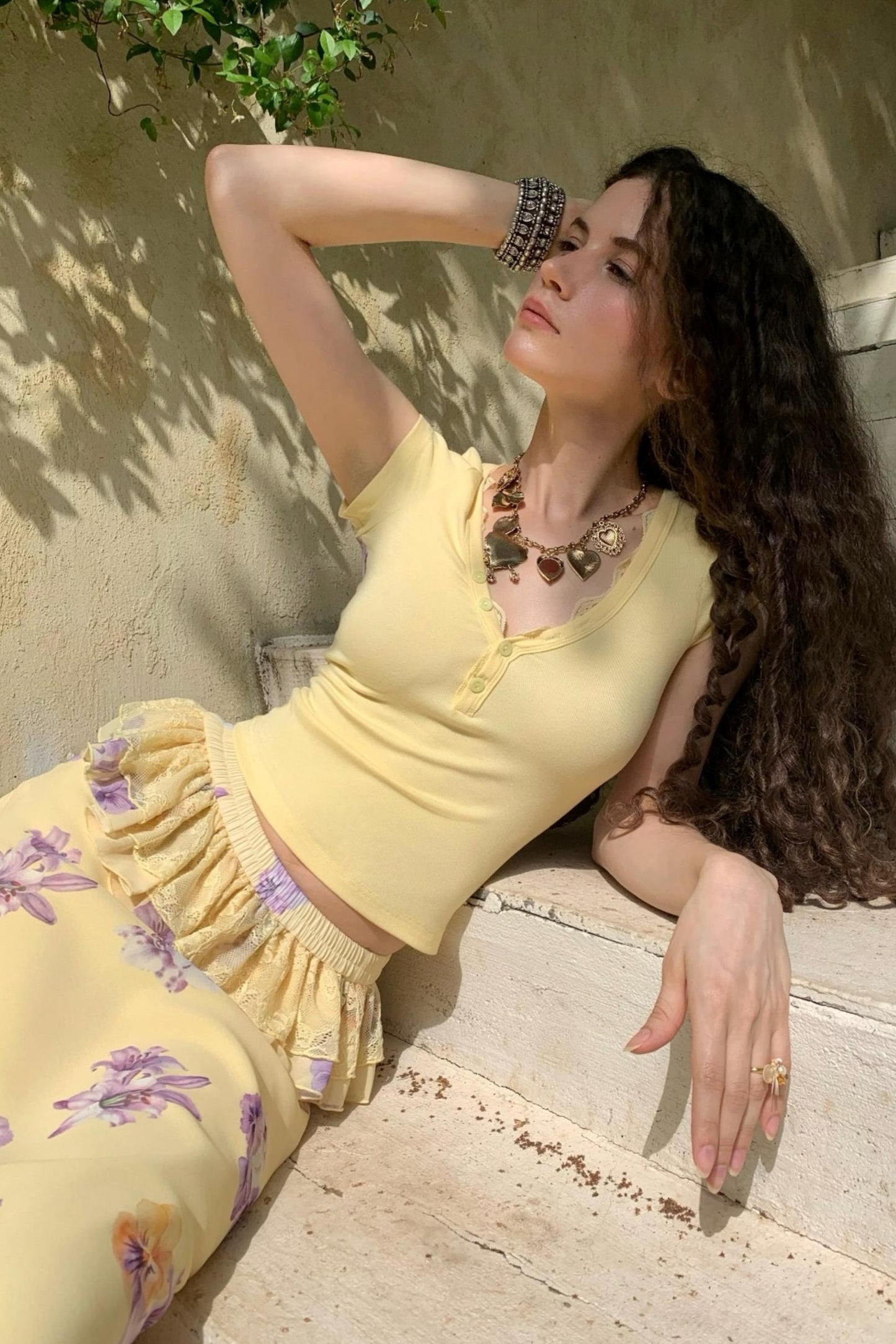 Floral Buttoned Blouse Set-Up