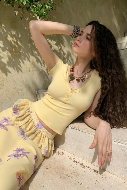 Floral Buttoned Blouse Set-Up