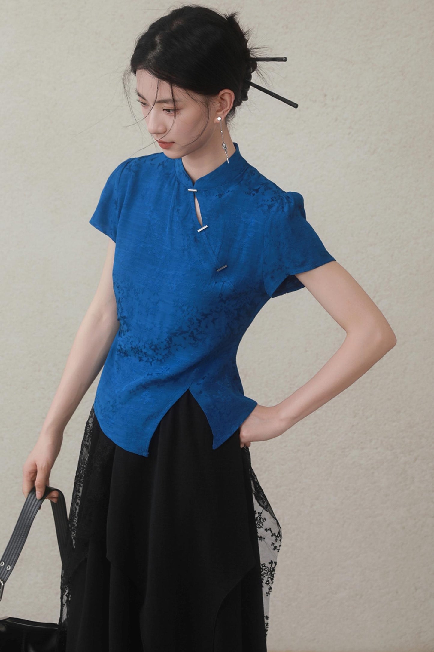 Klein Blue Chinese Shirt