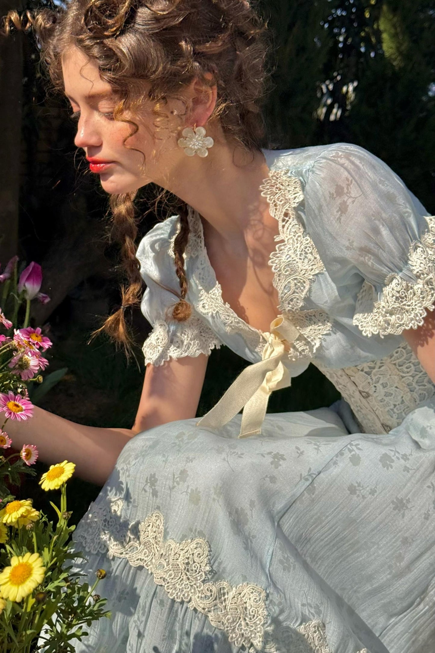 Summer Breeze Blue Lace Dress Set-Up