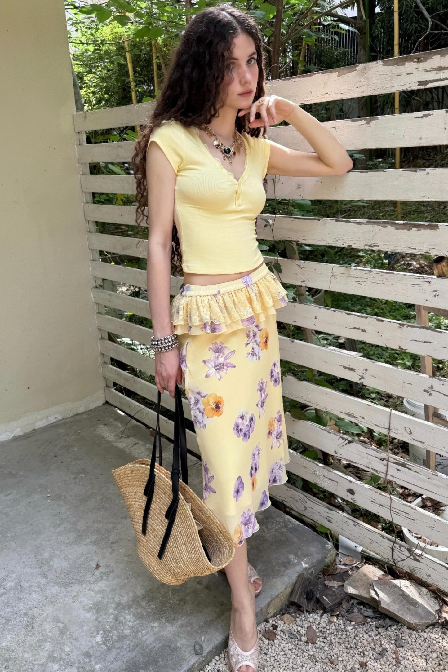 Floral Buttoned Blouse Set-Up