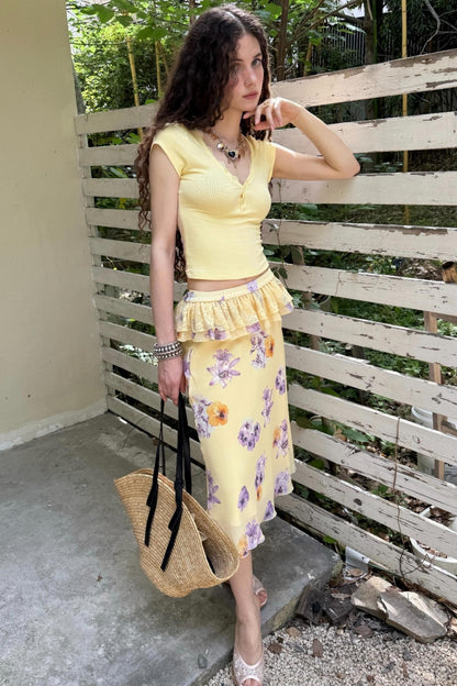 Floral Buttoned Blouse Set-Up