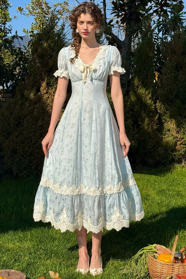 Summer Breeze Blue Lace Dress Set-Up