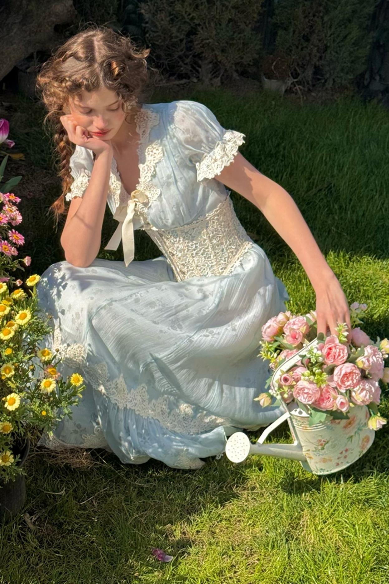 Summer Breeze Blue Lace Dress Set-Up