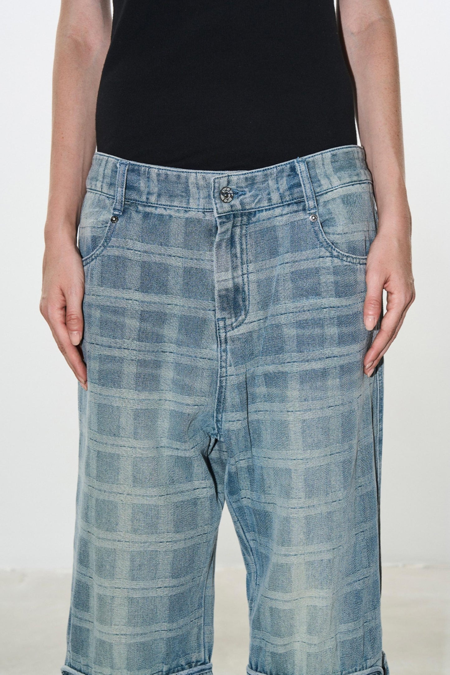Plaid Denim Pants