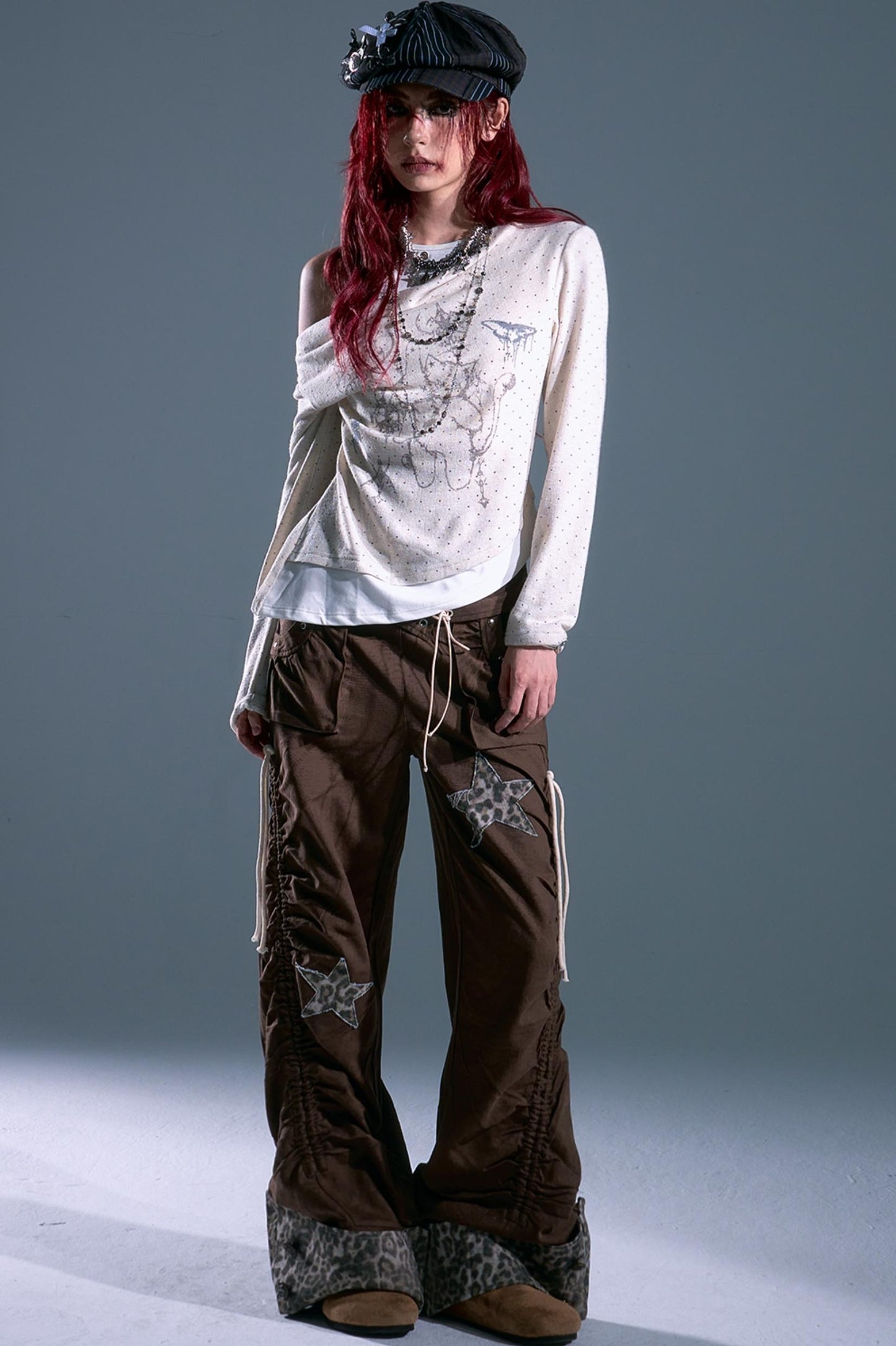 Star Leopard Wide-Leg Trousers