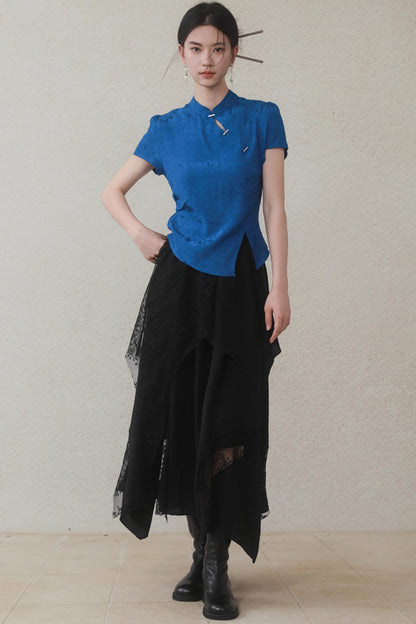 Klein Blue Chinese Shirt