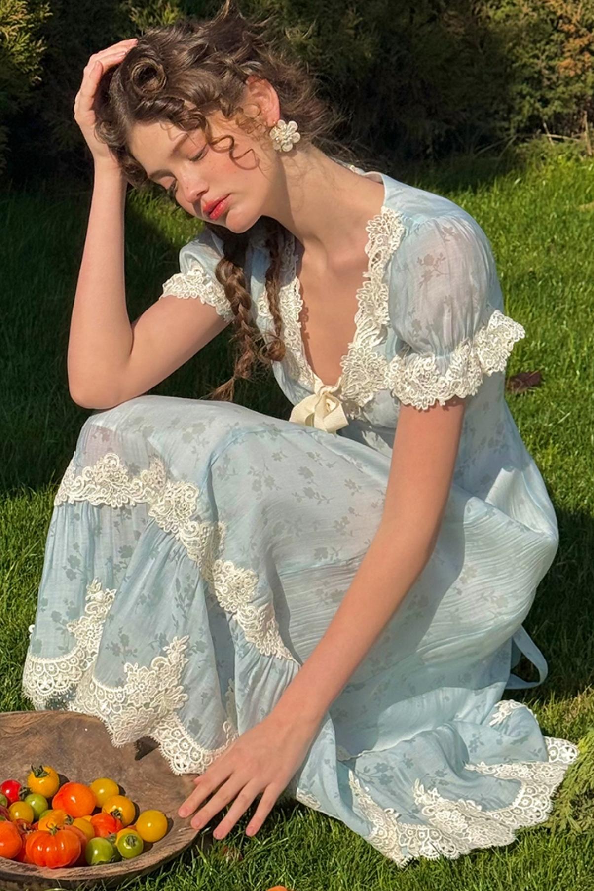 Summer Breeze Blue Lace Dress Set-Up