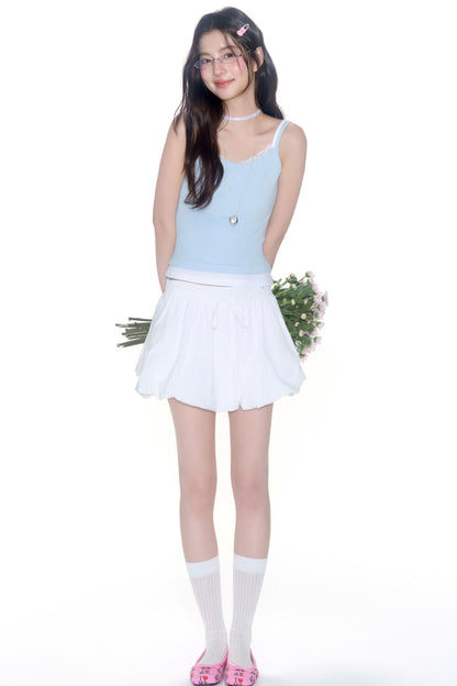 Lace Embroidery Suspender Skinny Vest