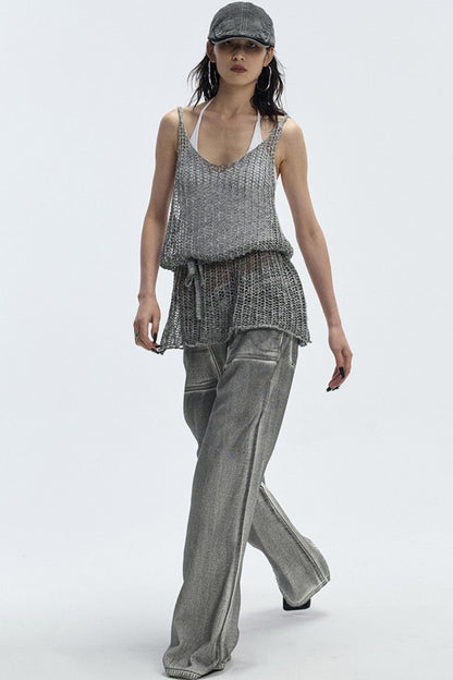 Cut-Out Knit Silk Camisole