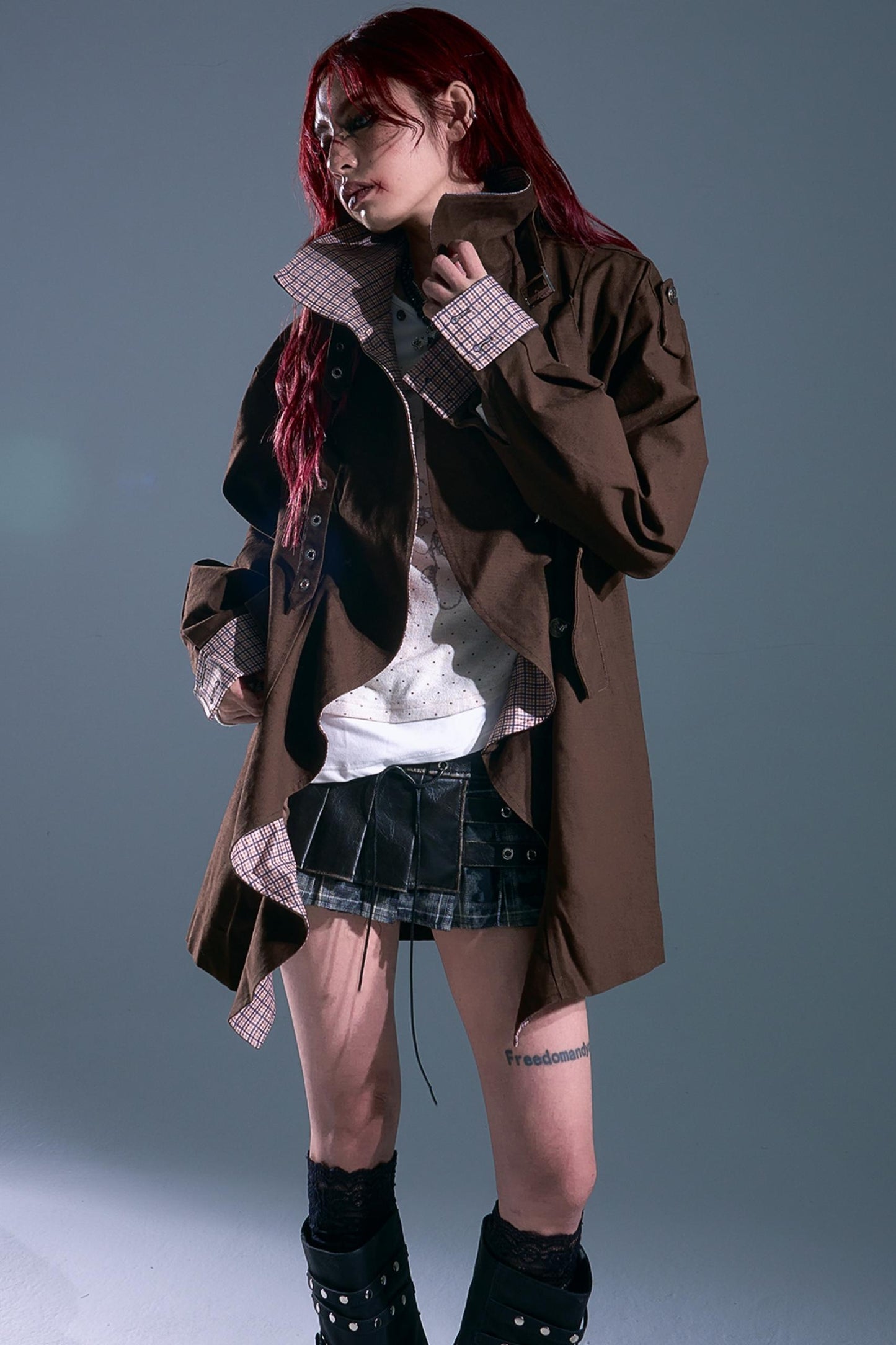 Vintage Check Wavy Edge Trench Coat