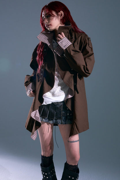 Vintage Check Wavy Edge Trench Coat