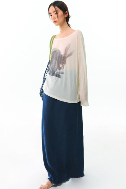 Hand-Painted Tencel Long Sleeve Top