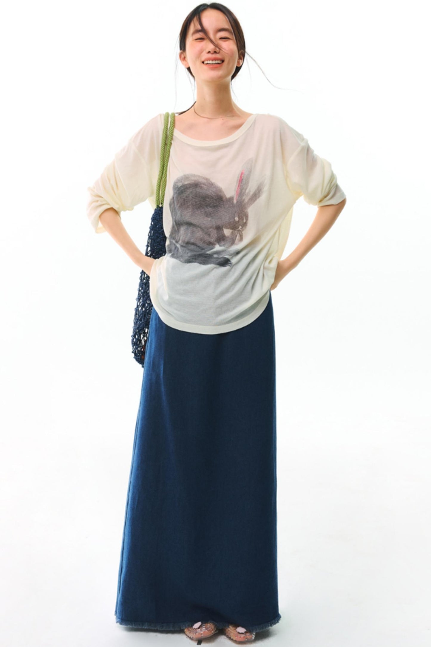 Hand-Painted Tencel Long Sleeve Top