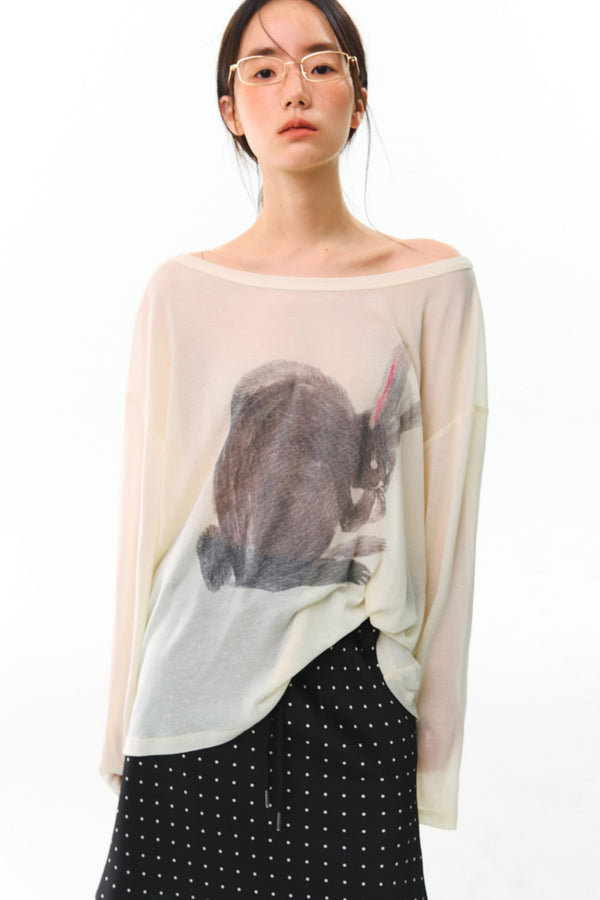 Hand-Painted Tencel Long Sleeve Top