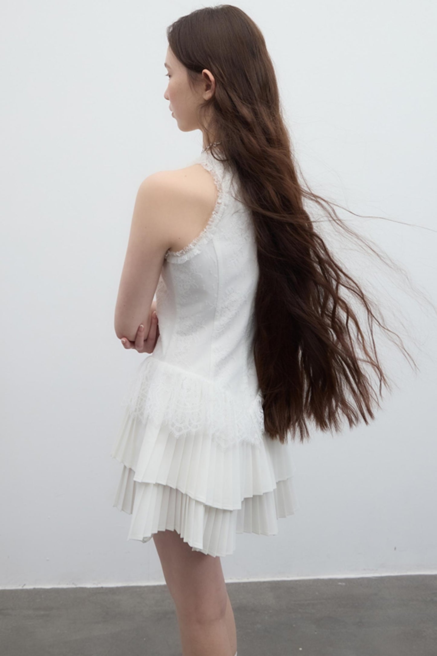 Pleated Bridal Gown Dress