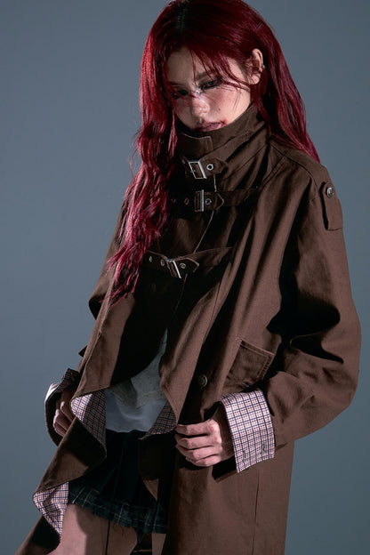 Vintage Check Wavy Edge Trench Coat