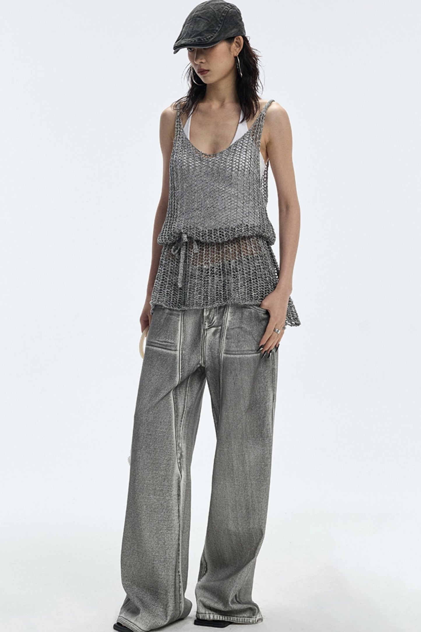 Cut-Out Knit Silk Camisole