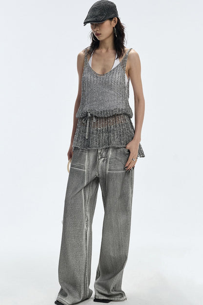 Cut-Out Knit Silk Camisole