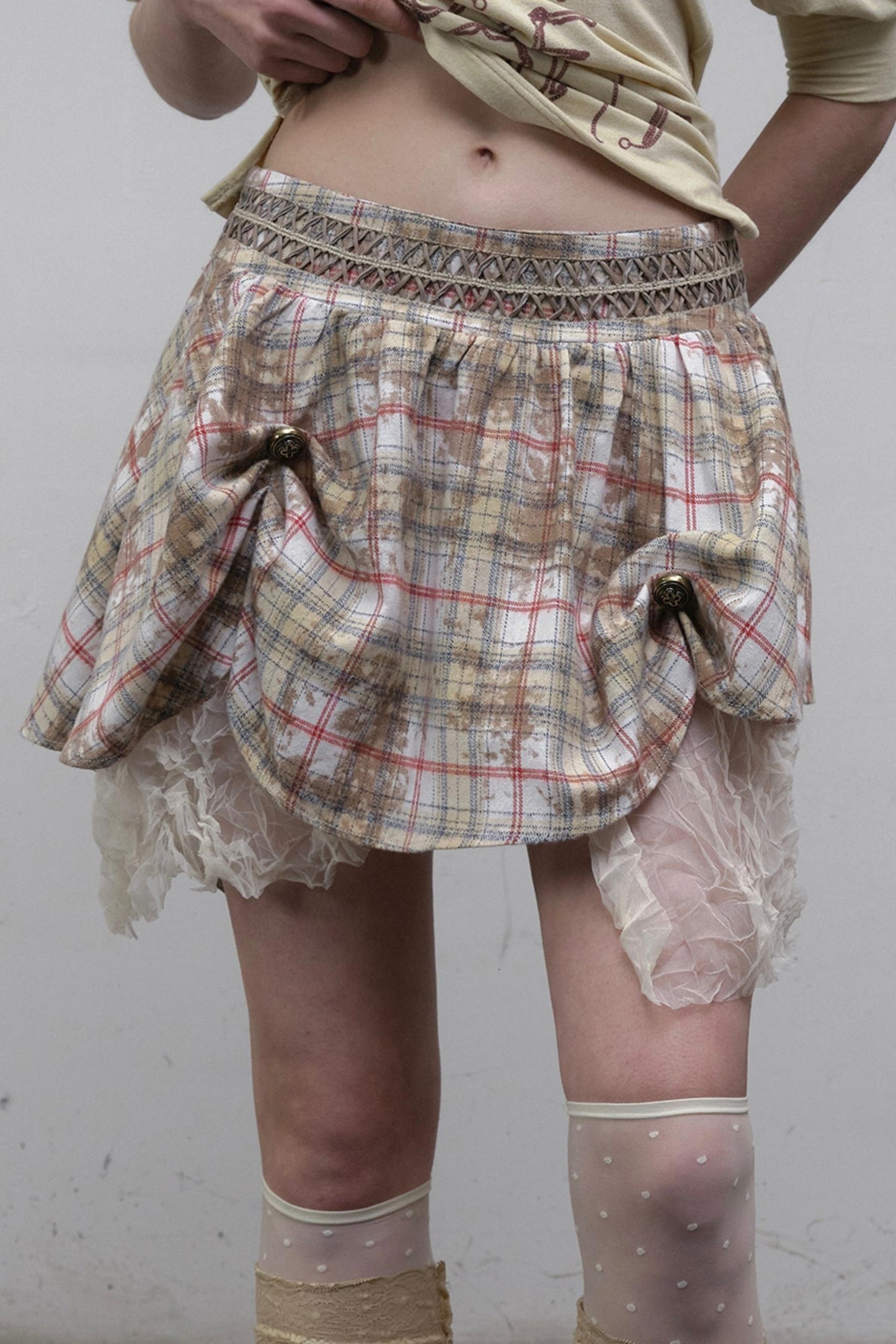 Straight silhouette Plaid Skirt