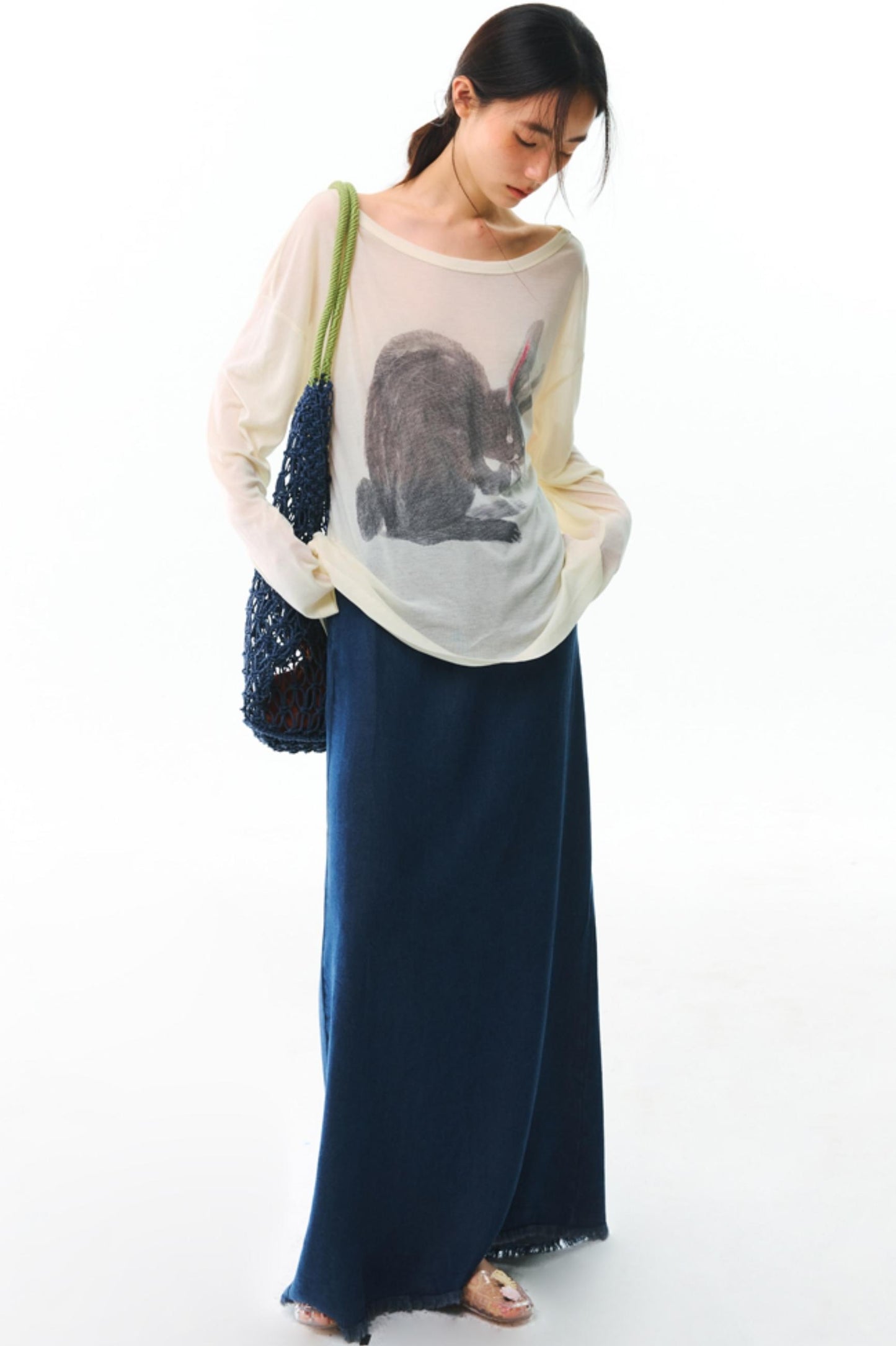 Hand-Painted Tencel Long Sleeve Top