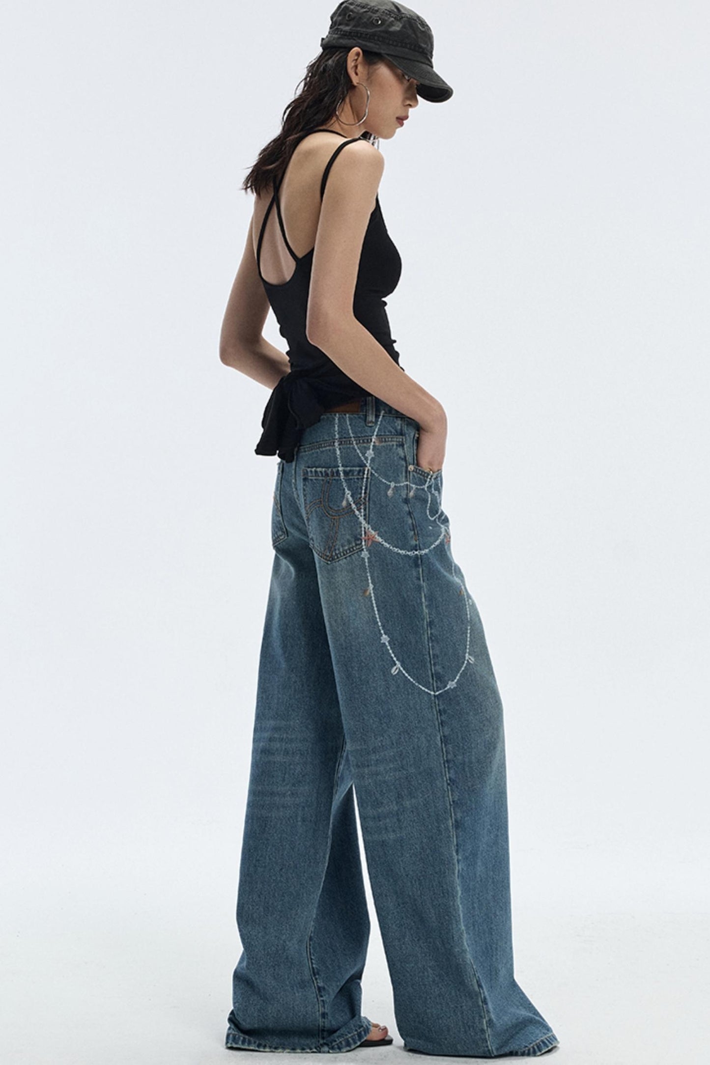 Ocean Chain Loose Womens Jeans