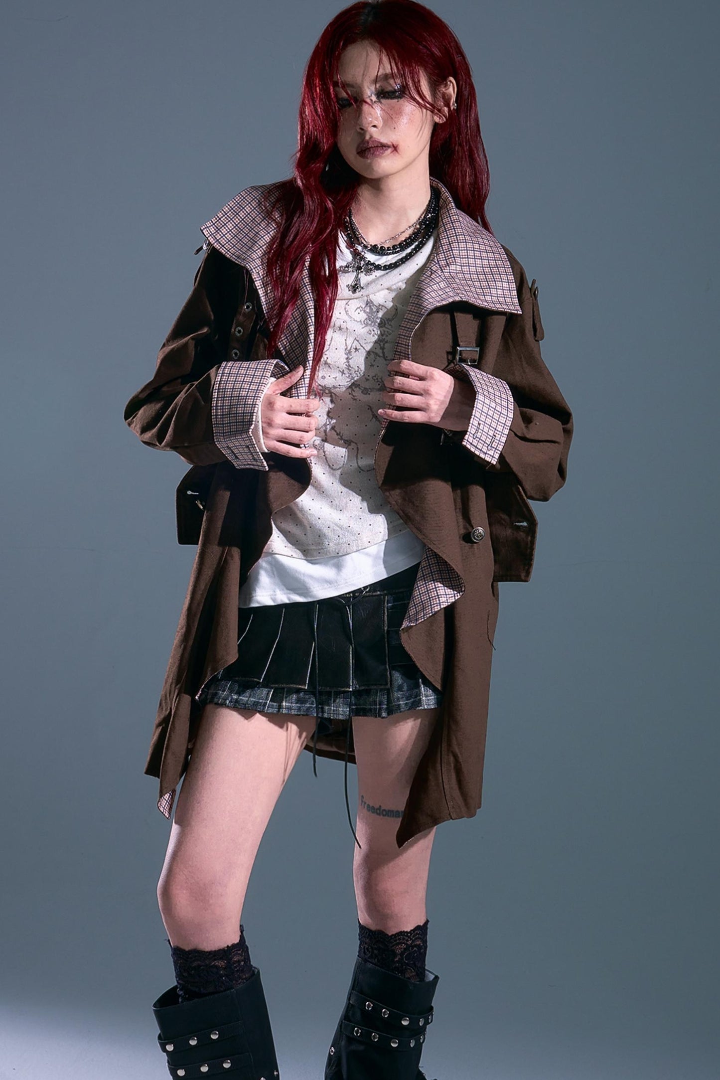 Vintage Check Wavy Edge Trench Coat