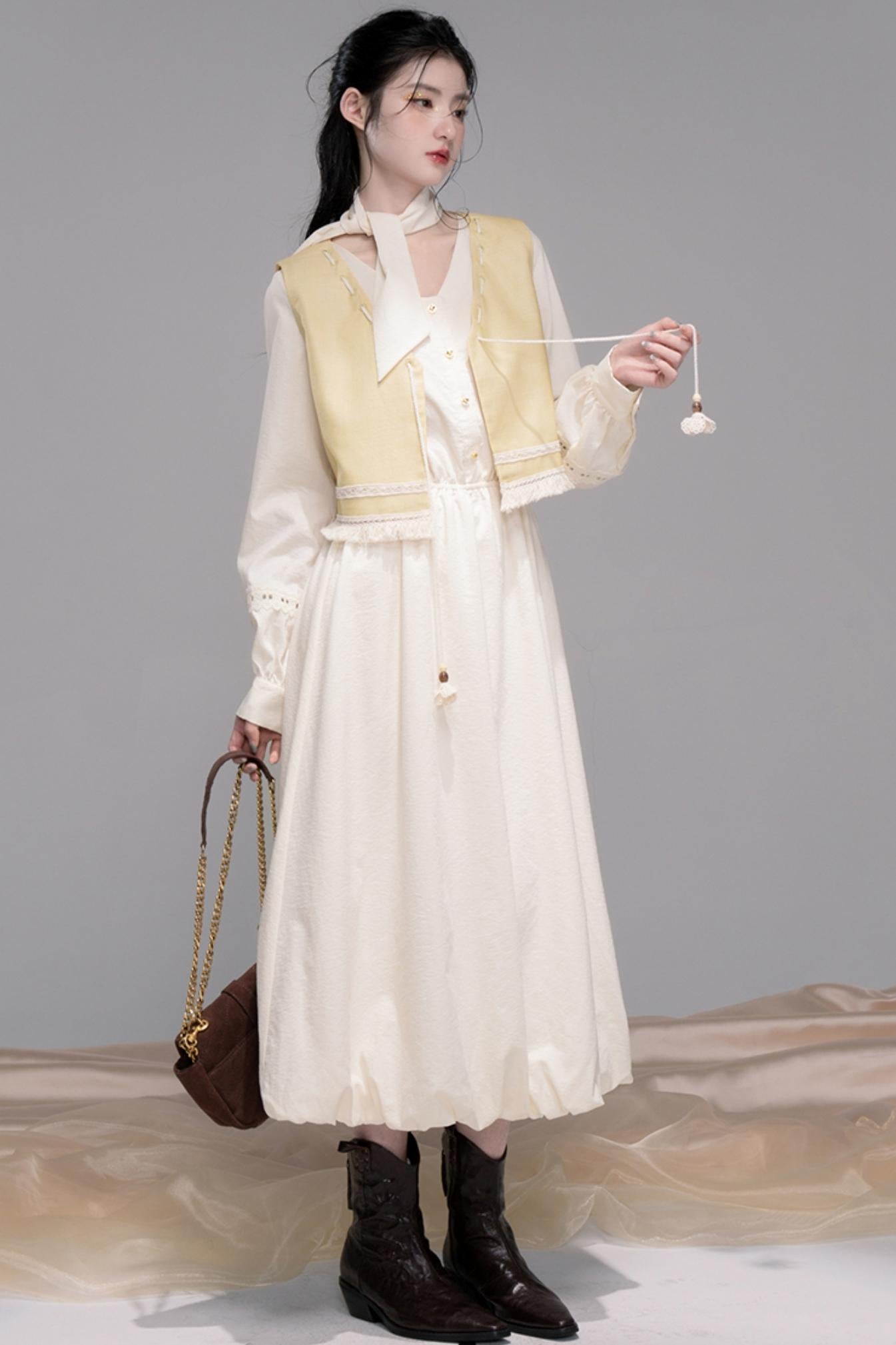 Urban Hibiscus Apricot Shirt Dress Set-Up