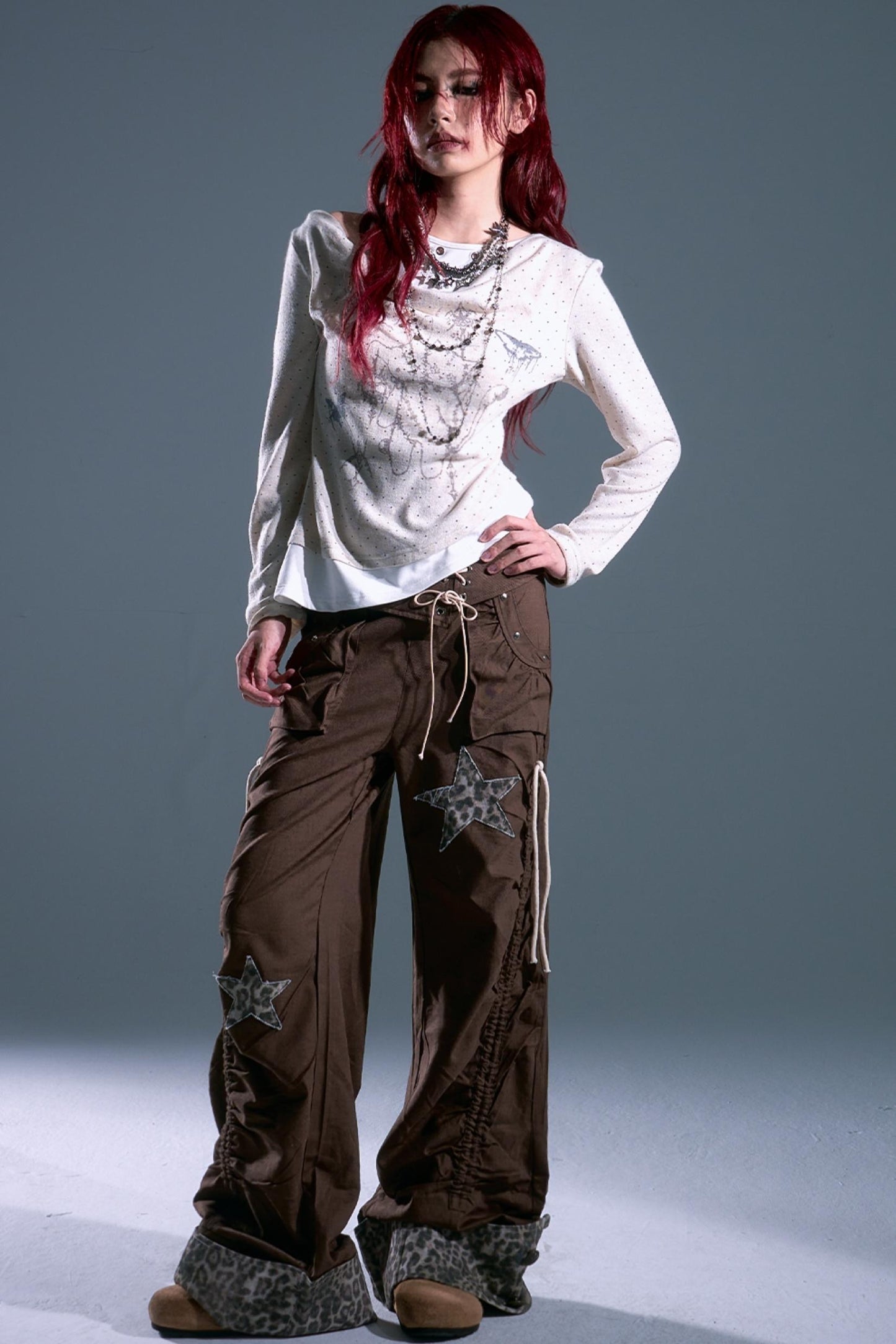 Star Leopard Wide-Leg Trousers