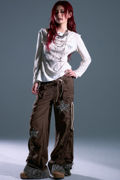 Star Leopard Wide-Leg Trousers