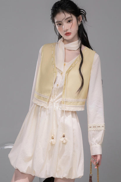 Urban Hibiscus Apricot Shirt Dress Set-Up