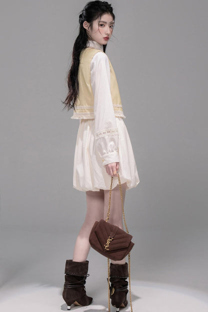 Urban Hibiscus Apricot Shirt Dress Set-Up