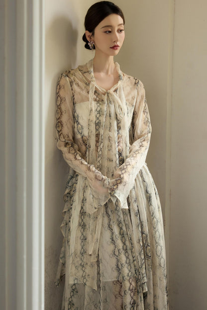 Snake Print A-line Skirt Set-Up